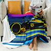 Colorful Racing Motorcycle Design Flannel Printed Blanket Suitable for All Seasons Suitable for Living Room Office Sofa Travel