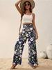 Spring Women's Fashionable Long Pants with Print Casual Elegance High-Waisted Straight-Leg Pants Wide-Leg Pants