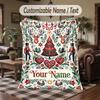 Christmas Festive Theme Throw Blanket Custom Name Text Personalized Blanket Soft Cozy Blanket for Home Sofa Bed