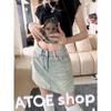 Women's Retro High Waist Denim Midi Skirt - Summer A-line Slim Fit