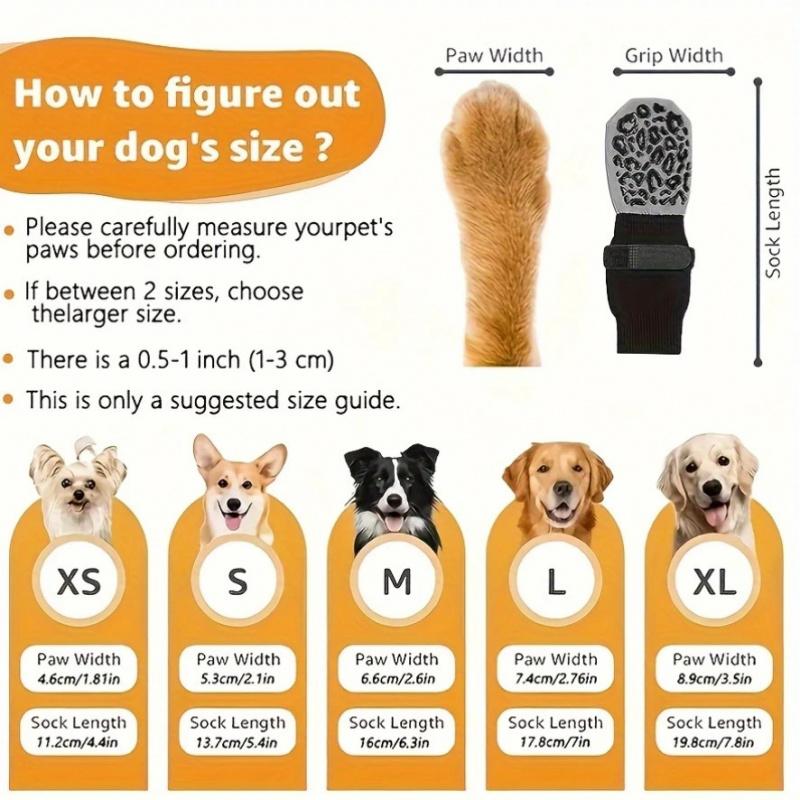 4er-Pack rutschfeste Hundesocken verhindern das Lecken und Beißen auf harte Holzböden. Starker Halt, Pfotenschutz, kratzfest, doppelseitig.