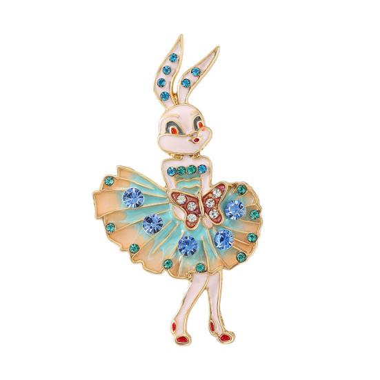 Emaille-Brosche Funkelnde Strasssteine Eingelegt Tanzender Hase Design-Pin Märchen-inspirierter Schmuck Anzüge Pullover Mäntel Accessoires