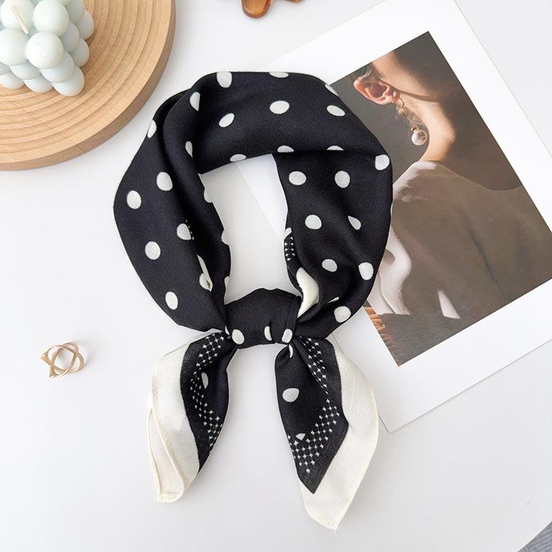 Polka Dot Silk Scarf Women's 1116 New High-end Silk Hair Small Square Scarf Korean Version Fashionable and Simple Matching Shirt Shawl Women