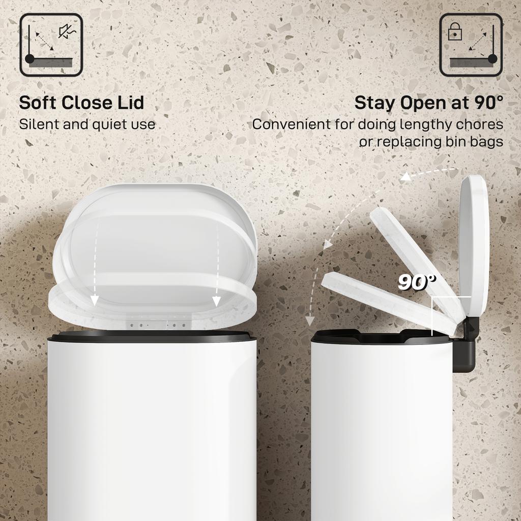 30 L Modern Curved Kitchen Bin - Cream