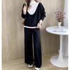 Fake Two-piece Set for Women's Autumn and Winter New Loose Large-size Casual Style Wide-leg Pants Knitted Sweater Set