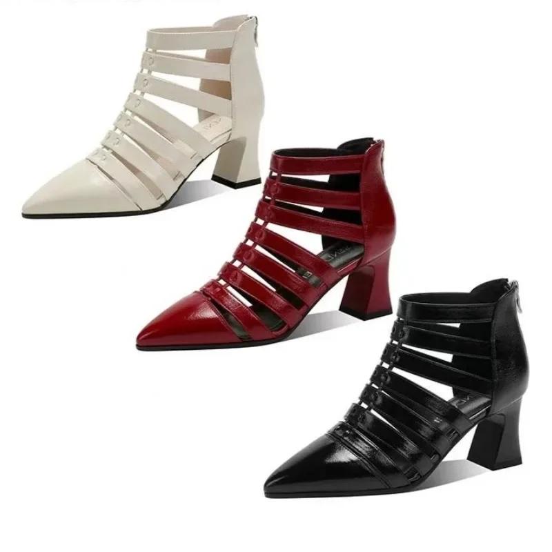 Fashion Stiletto Wine Red Baotou Sandals Women's Shoes 2025 Spring/Summer Temperament French High Heel Pointed Toe Single Shoes