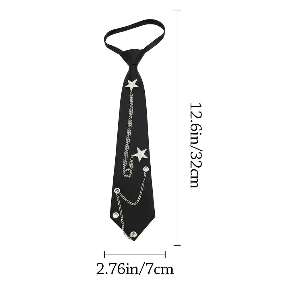 Fashion Pre-tied Punk Neck Tie Vintage with Star Chain JK Neck Tie Neckwear Adjustable Elegant Bowtie for Women and Men