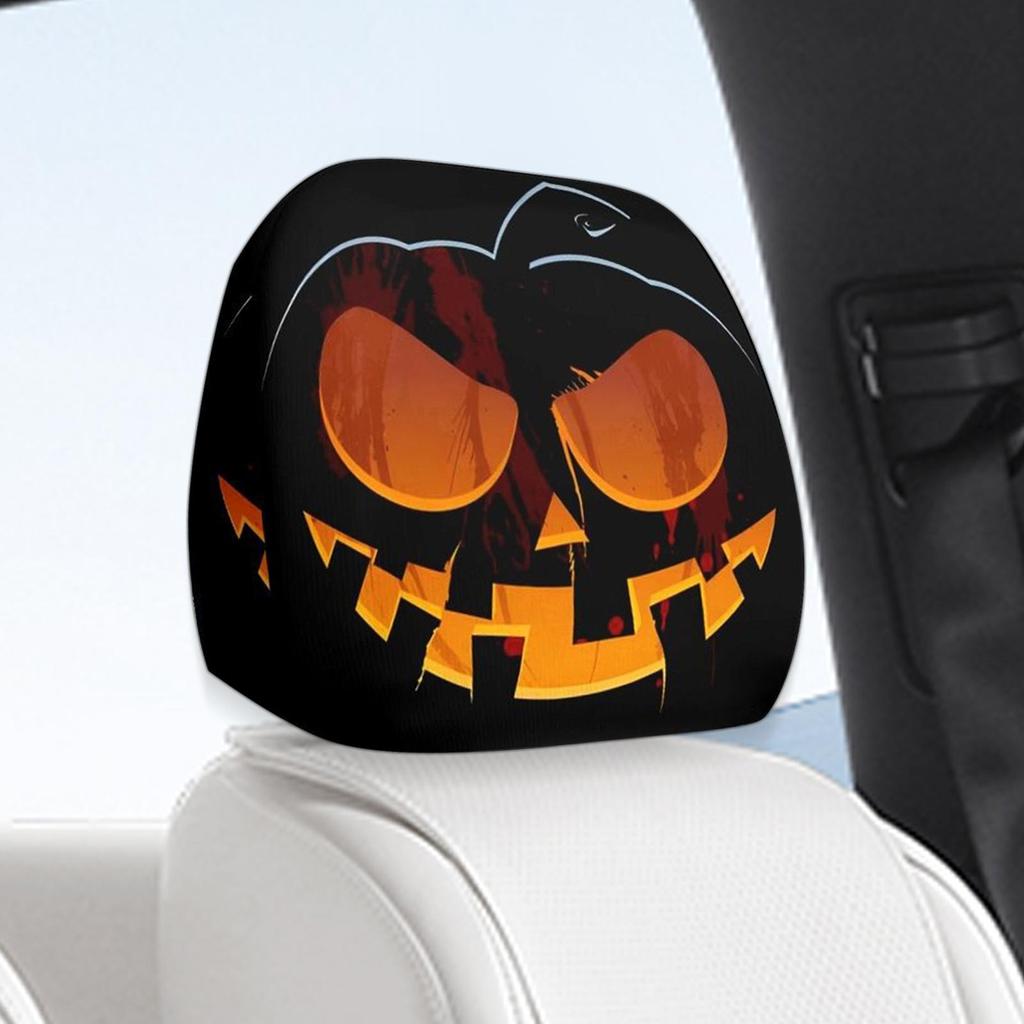 Headrest Cover 2 Pieces Halloween Car Head Rest Cover Protector Decorative Accessories For Automotive SUV Road Trip Daily