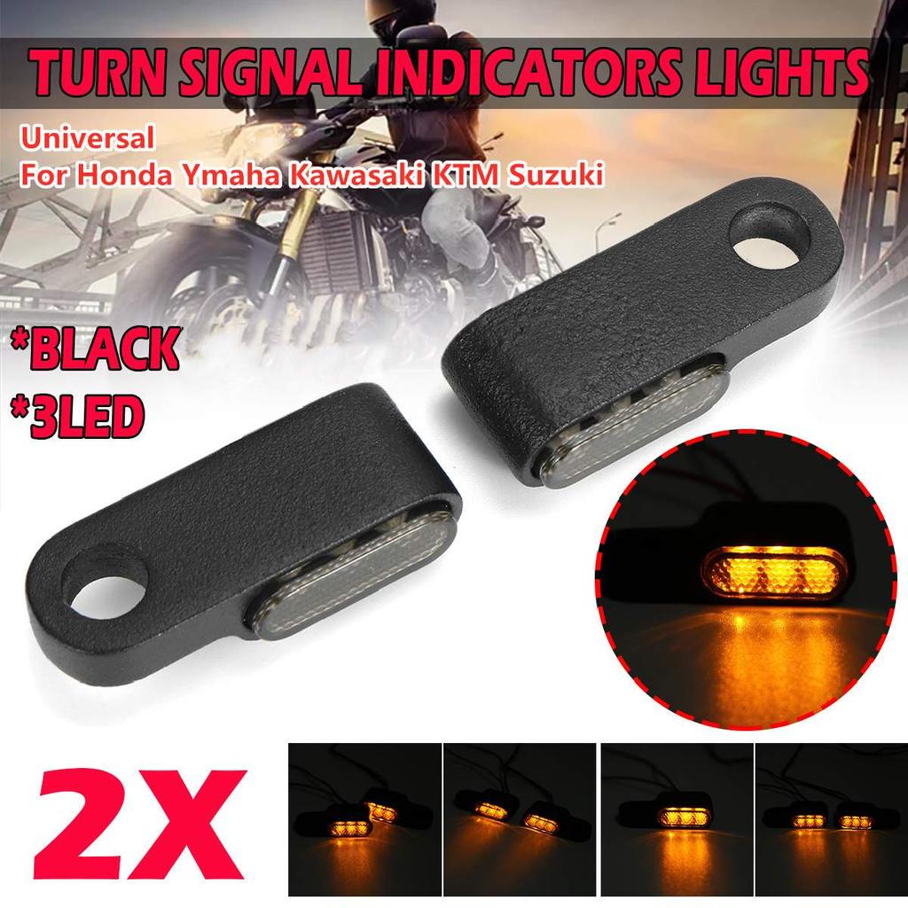 2Pcs Motorcycle Mini LED Turn Signal Running Lights Handlebar Blinker Indicators Lamps Motorcycle Accessories