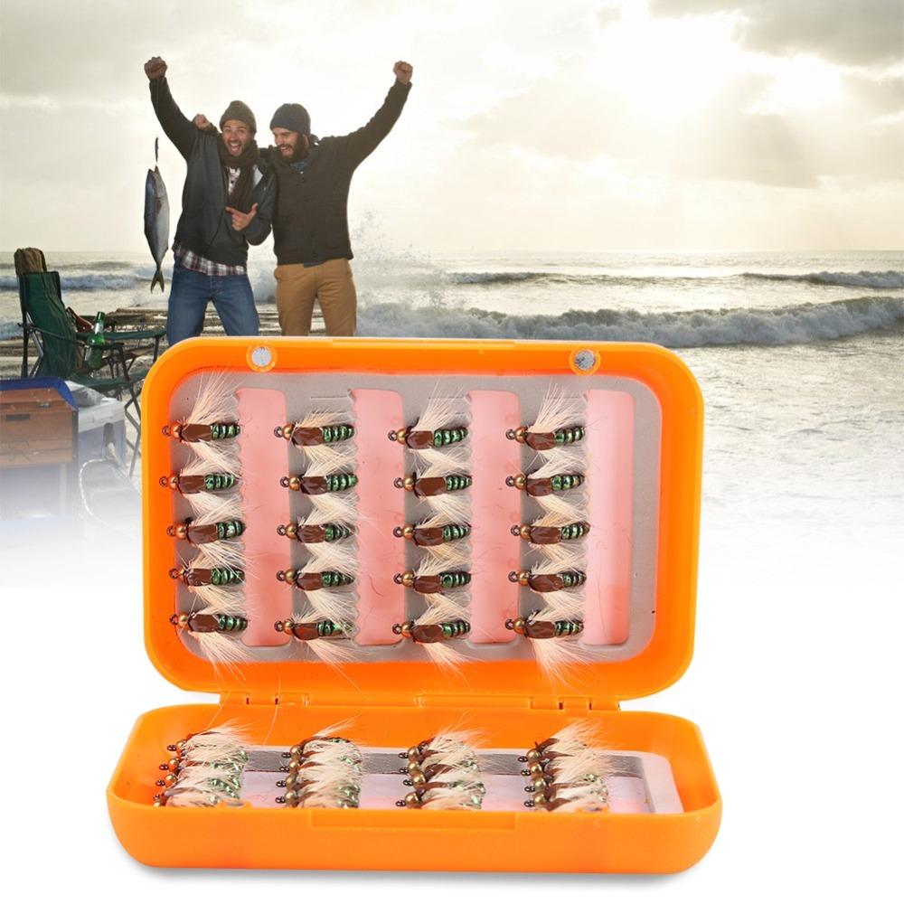 40PCS Lifelike Fly Fishing Flies Multicolor Fishing Lures Durable Fishing Trout Flies  Trout Fishing зелёный