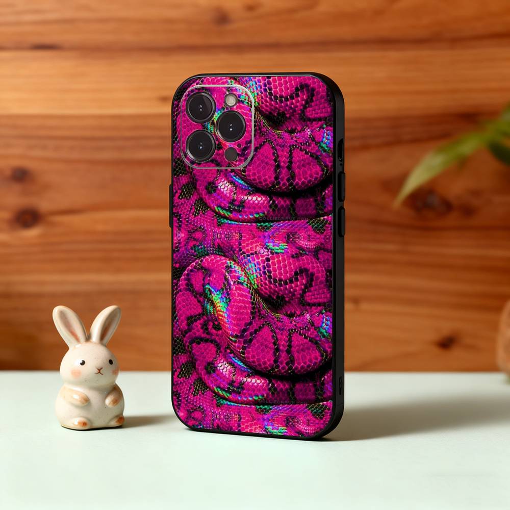 Snake Skin Pattern Phone Case For iPhone17,16,15,14,13,12,Plus,Pro Max, 5G Others Soft Black Cover