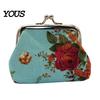 Durable Coin Holder Floral Canvas Small Purse for Women, Vintage Kiss-lock Pastoral Ethnic Style Bag Change Wallet, Mini Cash Pouch Credit Card,