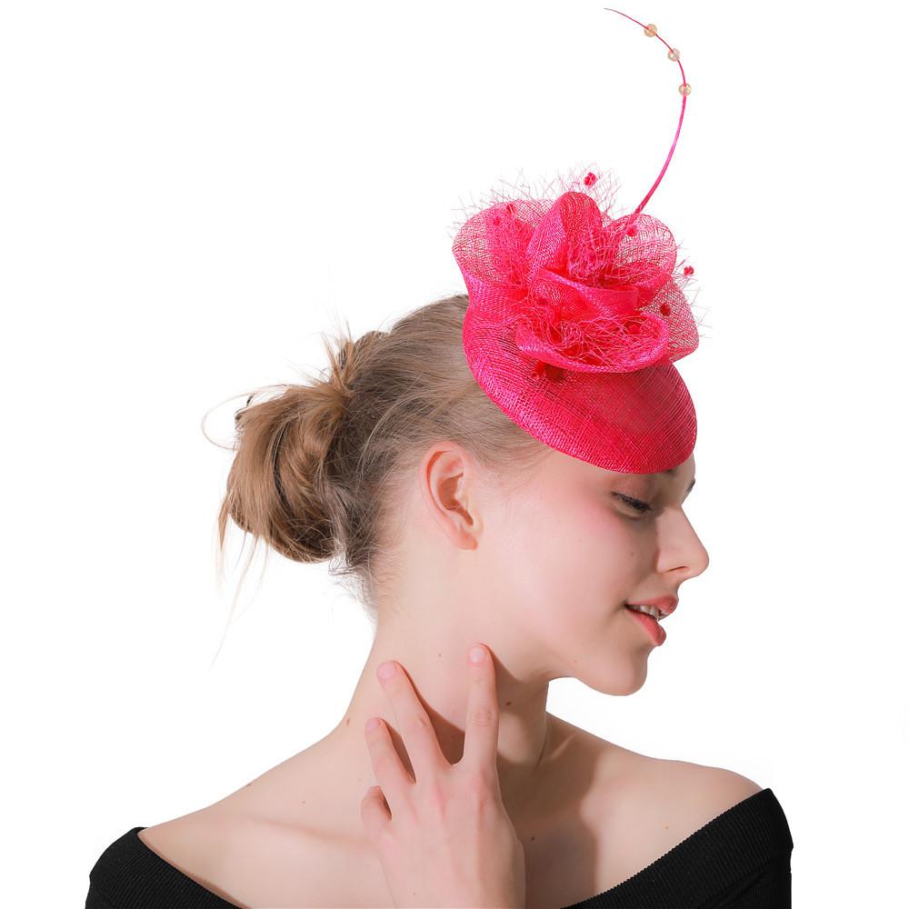 Mesh Shape Linen Women'S Hat New Top Hat Bridal Top Hat Wedding Banquet Linen Yarn