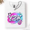 Y2K Chrome Cybercore T-Shirt, Retro 2000s Pink Blue Gamer Tee