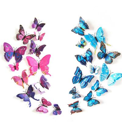 Naklejka na lodówkę motyl 3D PVC 12 szt. Motyle w różnych rozmiarach Nowoczesna Sztuka Materiał DIY Dekoracja Ściany Domu Imprezy ZYF