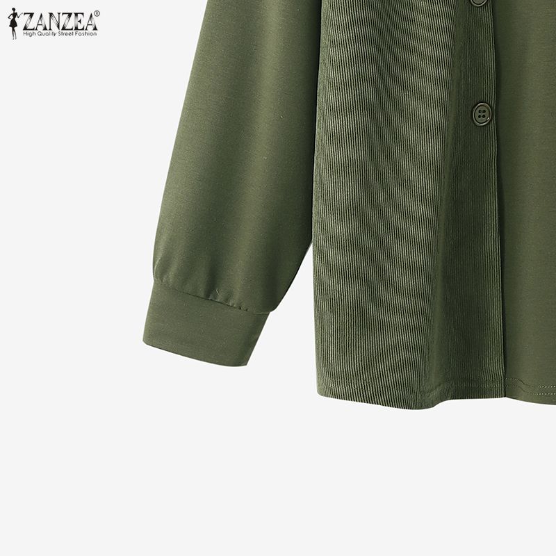 ZANZEA Women Casual Round Neck Long Sleeve Loose Thin Pullover Sweatshirts