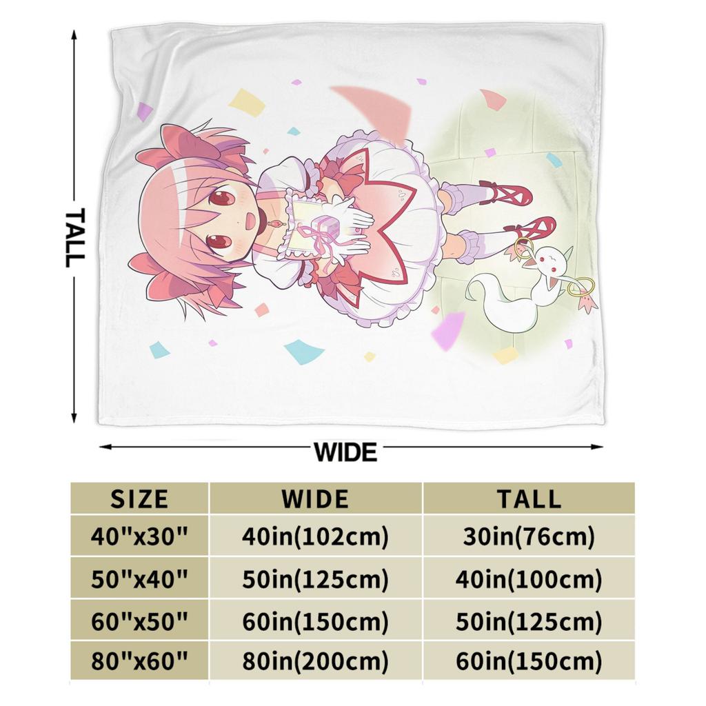 Puella Magi Madoka Magica Blanket Coral Fleece Plush Air Conditioning Cute Anime Breathable Super Soft Throw Blanket Throws