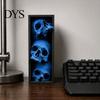 Horror Theme Decor Skulls Book Nook, Gothic Skull Bookshelf Insert, 3 Tier Stacked Sculpture Mysterious Library with Black Frame, Academia Spooky for