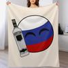 Kawaii Russiaball Chibi Throw Blanket Warm Plush Fuzzy Blanket for Living Room