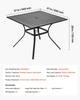 Garten-Esstisch, 94 cm quadratisch, Metall Stahlblech, Hinterhof Bistro-Tische, mit 38 mm Sonnenschirmloch, Außen Allwetter Große Möbel für Rasen