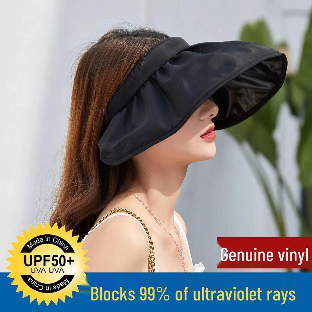 Women's Dual-Use Vinyl Sun Hat with UV Protection and Large Brim