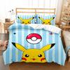 Cute Pikachu Animation Image 3D Digital Printing Bedding Three-Piece Set