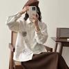 Japanese Mori Girl Style Loose Embroidered Plaid Long Sleeve Shirt for Women 2025