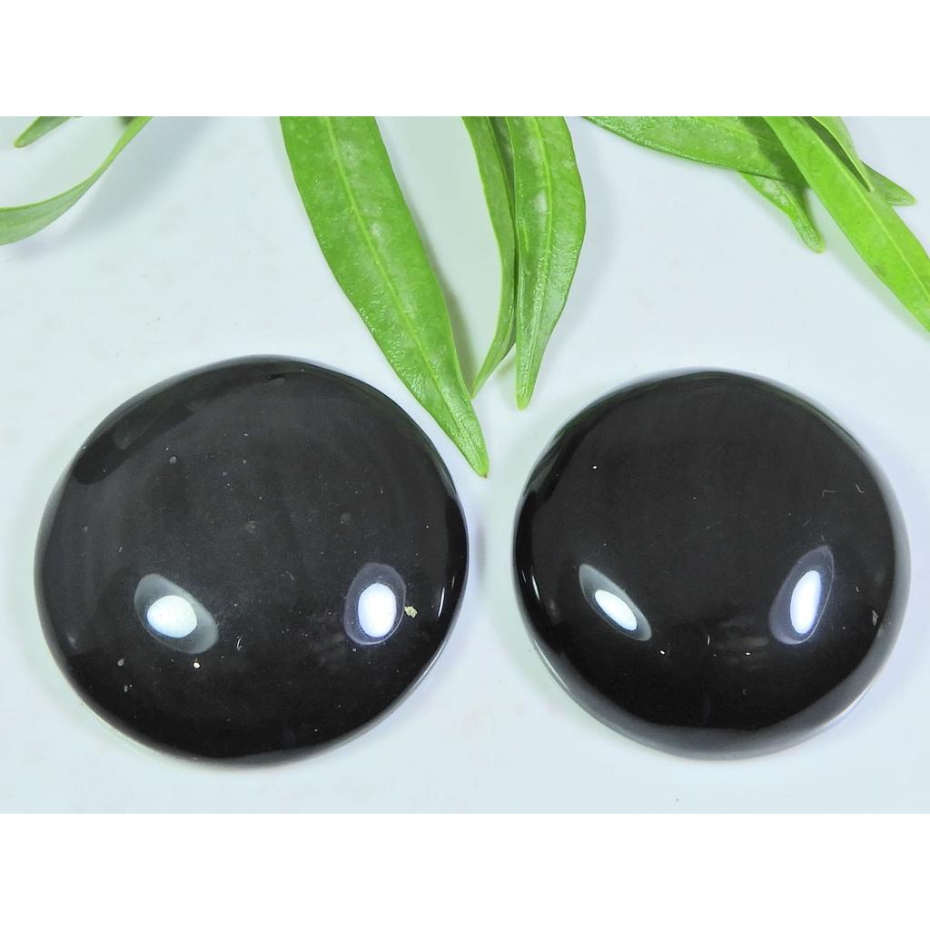 2Pcs 151Cts. Natural Rainbow Obisidan Round Cabochon Gemstone 33X33-35X35MM A-90
