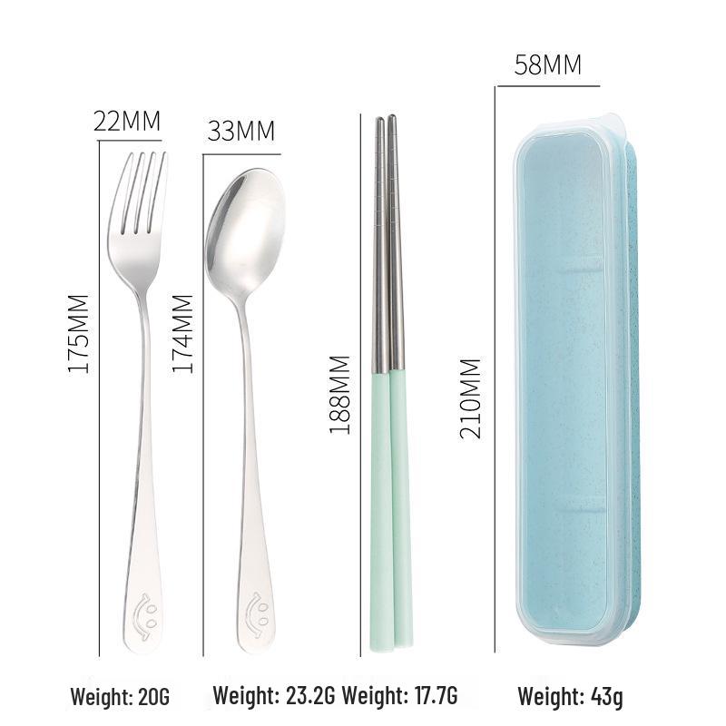 Stainless Steel Travel Cutlery Set: Fork, Spoon, Chopsticks with Portable Storage Box