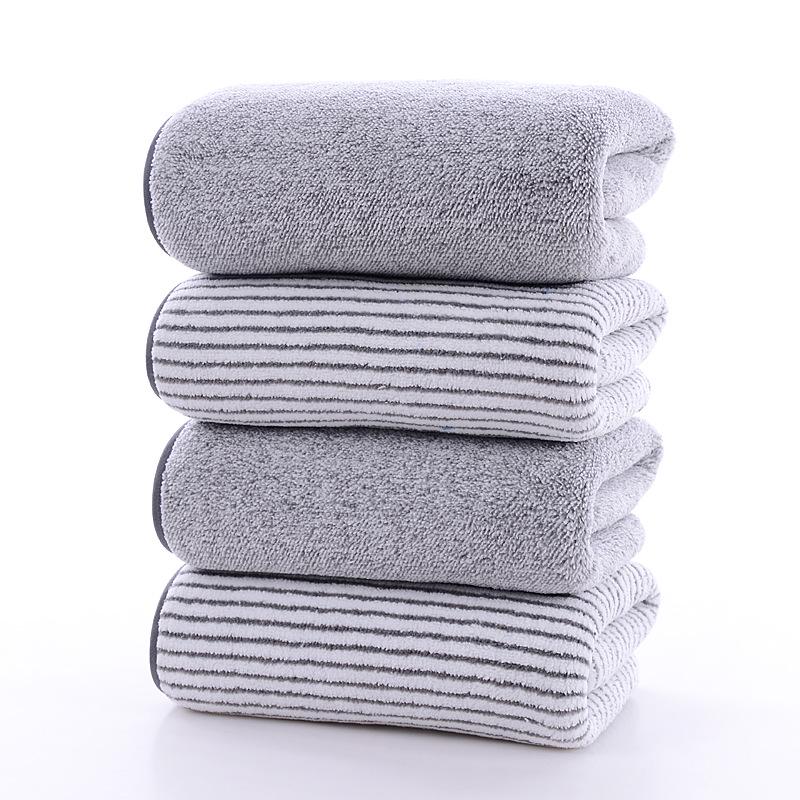 Bamboo Charcoal Coral Fleece Bath and Face Towel Set - Thick, Solid Color