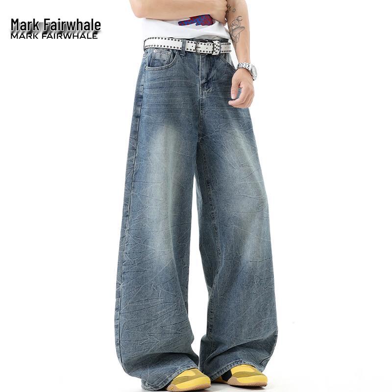 Mark Fairwhale Men's Loose Wide-leg Straight-fit Denim Jeans