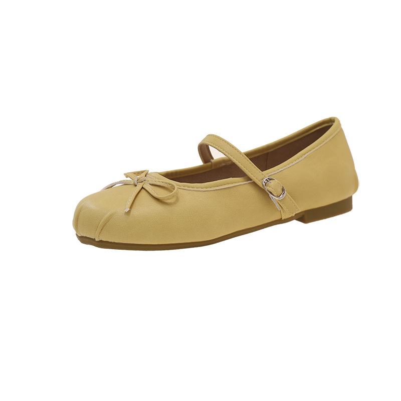 

Xiaoxiangfeng bow shallow mouth Mary Jane single shoes women s 2025 new French skirt one-button ballet shoes 40 жёлтый