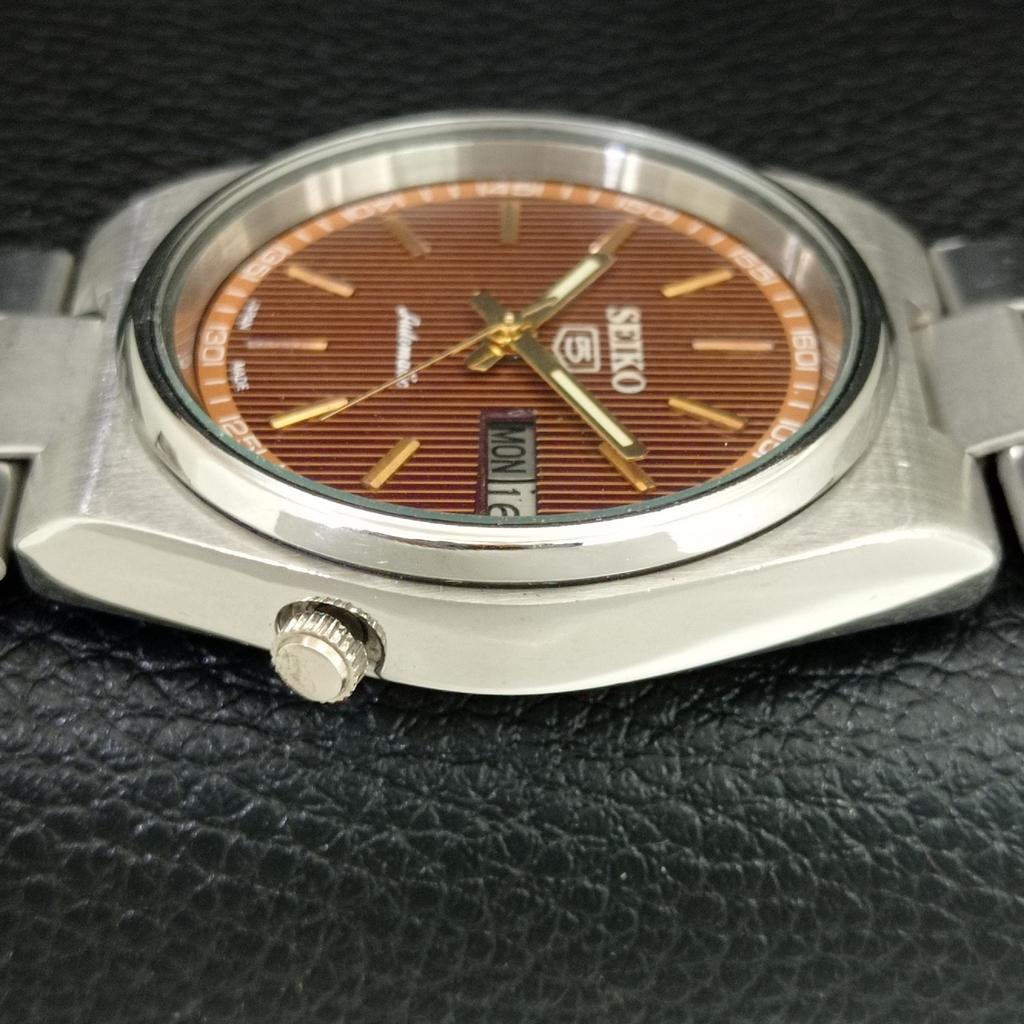 GENUINE VINTAGE SEIKO 5 AUTOMATIC 7019A JAPAN MENS BROWN DIAL WATCH A709179-1