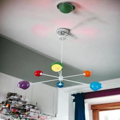 Farebný luster so 6 ramenami v tvare očnej gule, závesná lampa v štýle Mid-Century Modern pre spálňu, všetky priestory, stropné svietidlo do jedálne