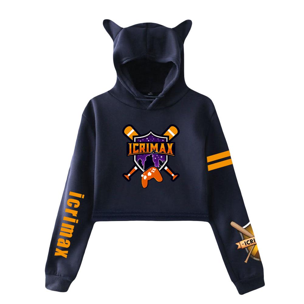 Short Hoodies Women Icrimax Printed Lady Sweatshirt Tracksuit Long Sleeve Female Cropped Top Fashion Korean Clothes Harajuku