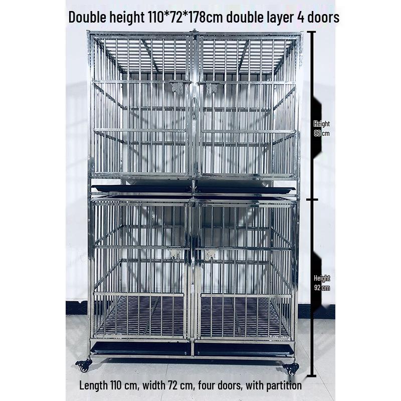 Stainless Steel Multi-Layer Dog Cage for Small to Medium Dogs - Parent-Child Design, Ideal for Pet Shops & Boarding