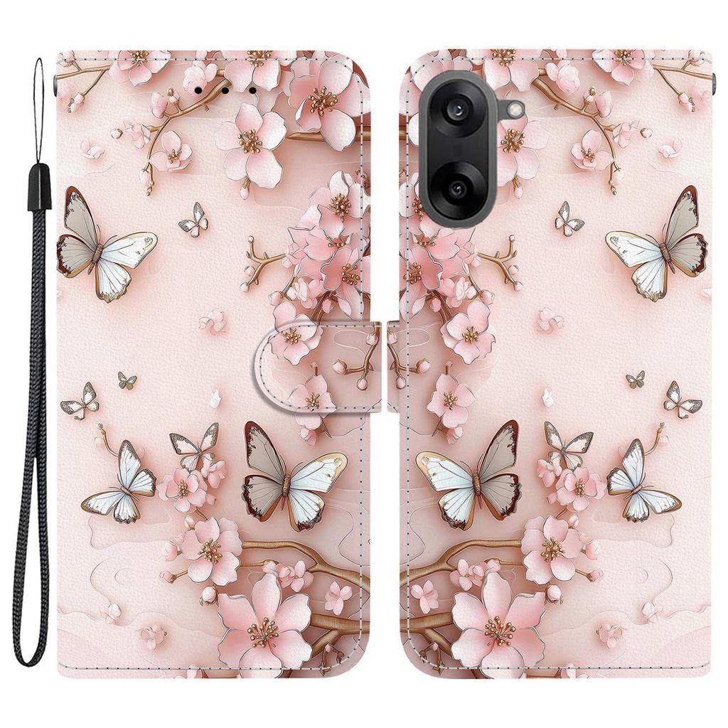 Für OnePlus Nord CE5 5G/Ace 5 Racing 5G Brieftasche Hülle Musterdruck Leder Ständer Handyhülle mit Riemen