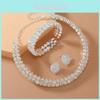 Geometric Bridal Jewelry Set With Water Diamond Necklace Earrings And Bracelet For Women