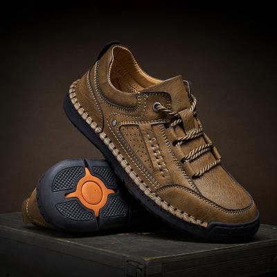 Newest Spring Men Leather Casual Shoes Handmade Sneakers Man Lace Up Men Flats Footwear Plus Size 38-48