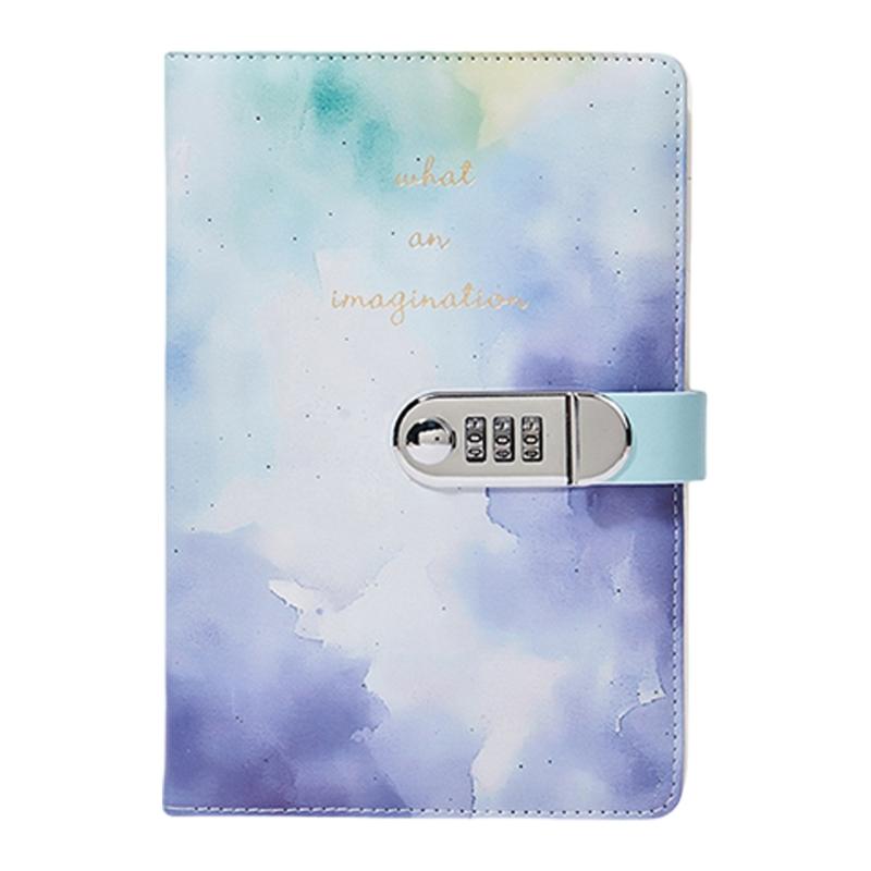 Leather Lined Diary with Lock for Girls Boys Women Lockable Notebook Leather Journal with Combination Lock 145x215mm