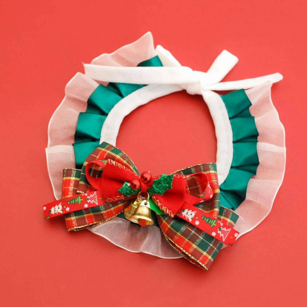 Рождественский ошейник для питомца - Красный свадебный рождественский ошейник с лентой и колокольчиком для кошек и собак, ручная работа, украшение для вечеринки, аксессуар для питомца L