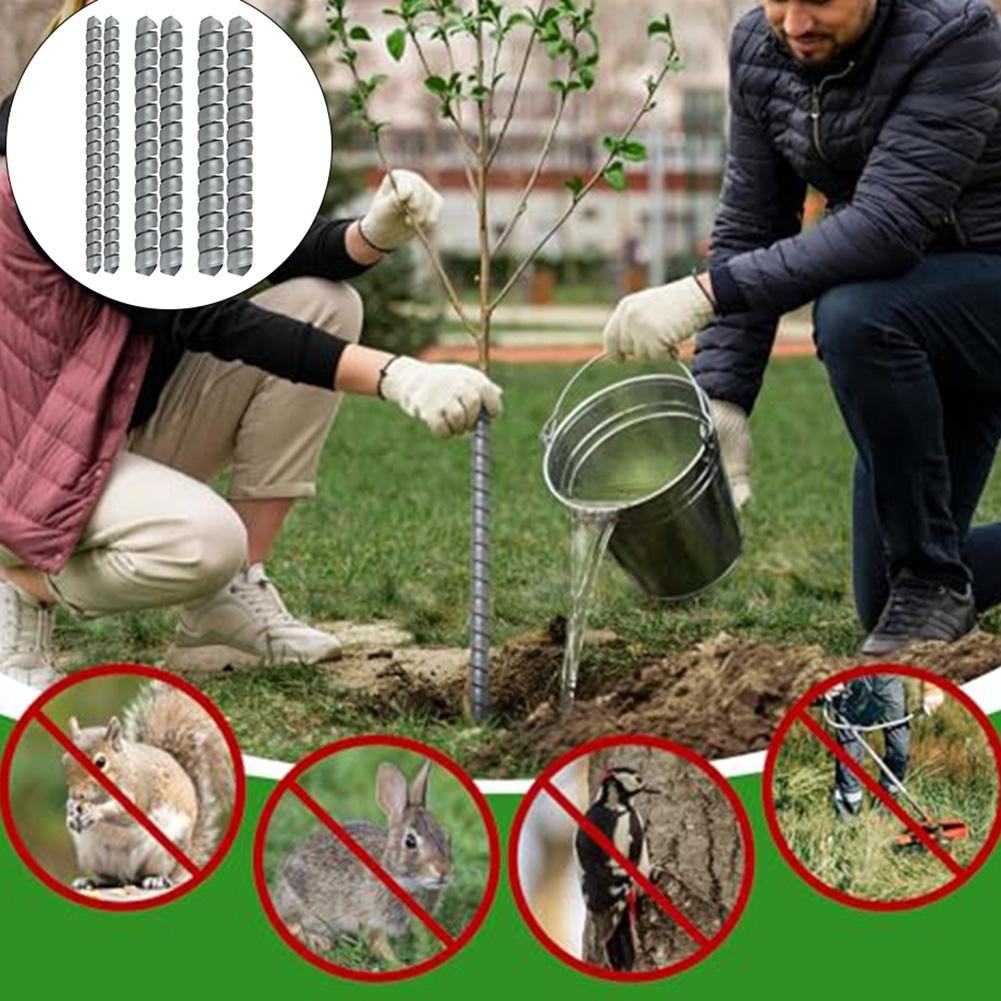 6 Pieces Adjustable Plastic Tree Trunk Guards Spiral Protectors for Saplings 16 Inch Waterproof and Reusable Wraps