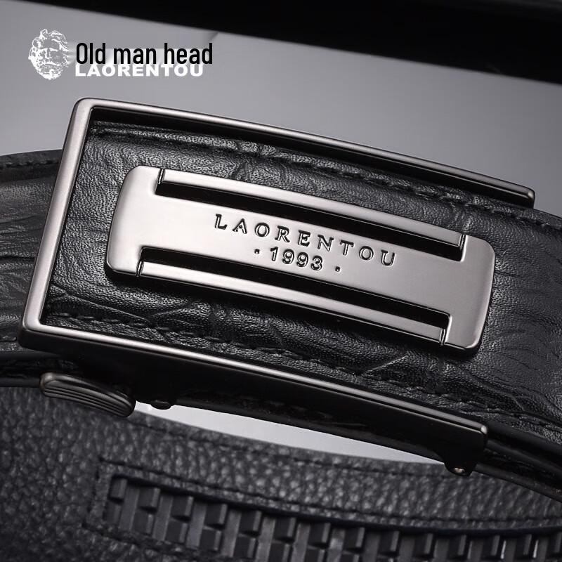 LAORENTOU Men s Leather Automatic Buckle Belt 125cm