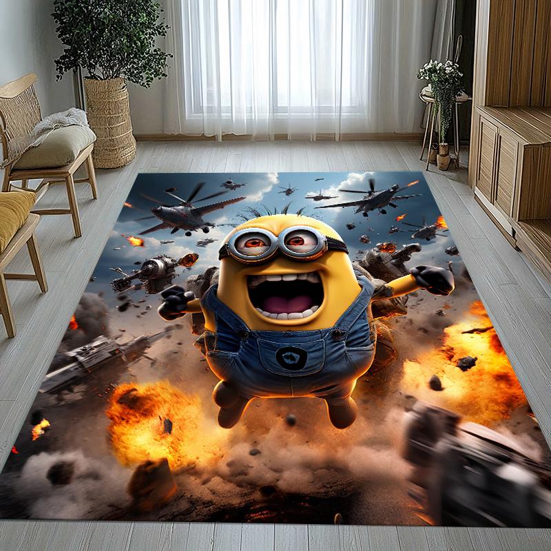 Cute Minions Cartoon Living Room Non-Slip Area Rug Soft Carpet for Bedroom Kids Playroom Sofa,Home Decor Doormat Gift
