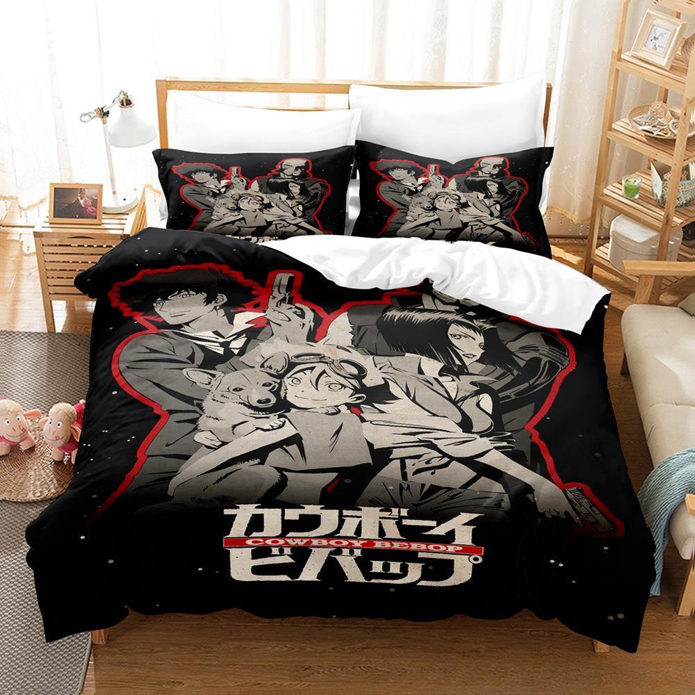 Neues Cowboy Bebop-Bettwäscheset, Einzelbett, Doppelbett, Queensize-Bett, Kingsize-Bett, Bettbezug-Set für Erwachsene und Kinder, Schlafzimmer, 3D-Spiel-Bettlaken-Set
