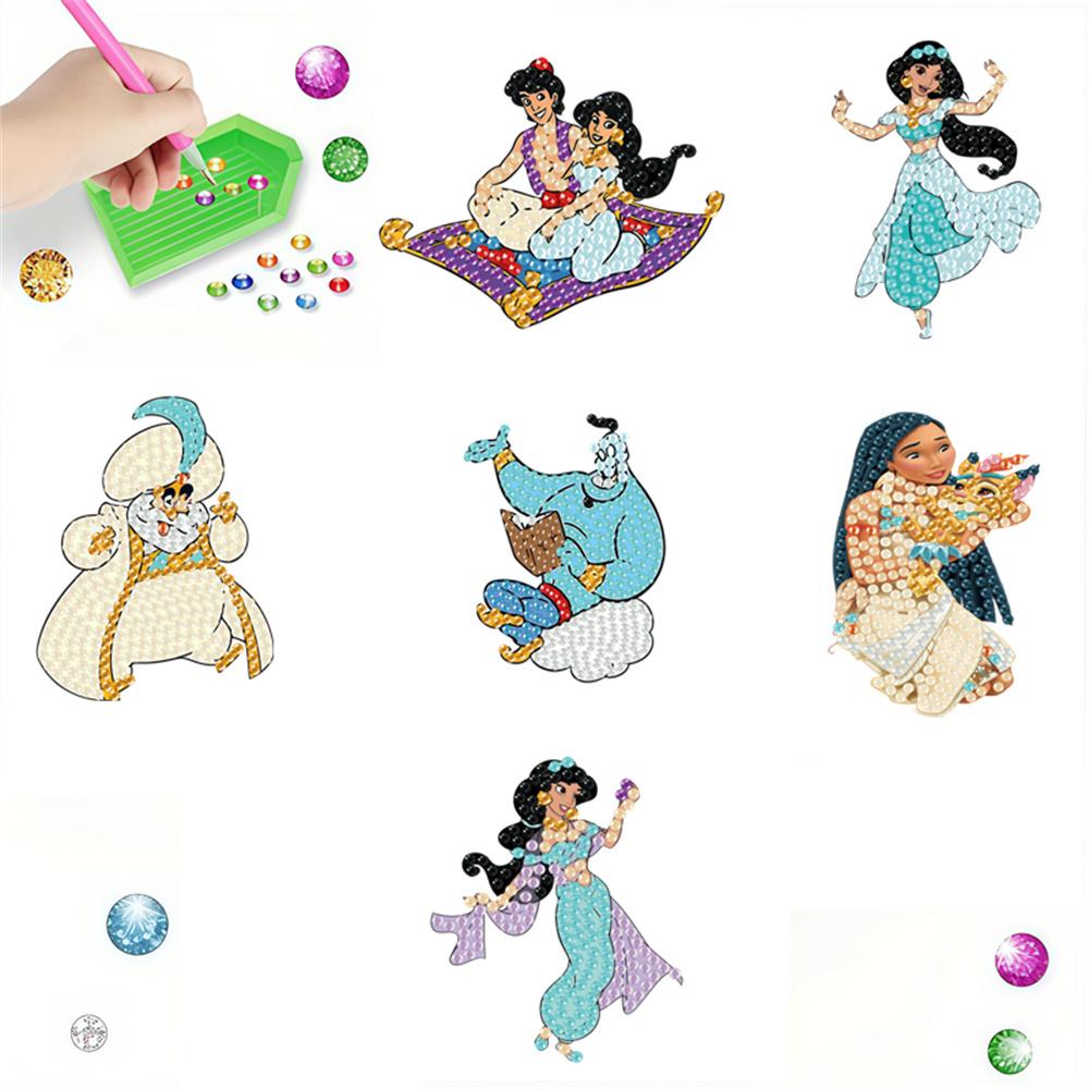 6 шт. Серия принцесс Аладдина Магнит на холодильник с алмазной мозаикой Магнит на холодильник с алмазной живописью Магнит на холодильник с алмазной живописью для взрослых начинающих