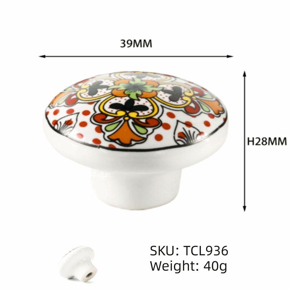 Ceramic Material Ceramic Pull Handle Circular Shape Bohemian Furniture Handle Cabinets