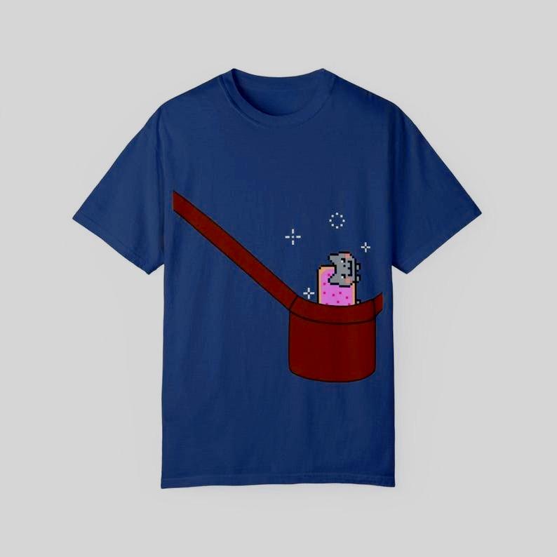 Nyan Cat Meme In Pouch Print Short Sleeves Cotton Tshirt Inspired Graphic Tee Streetwear Aesthetic Nostalgic Unisex Unisex Tshirt