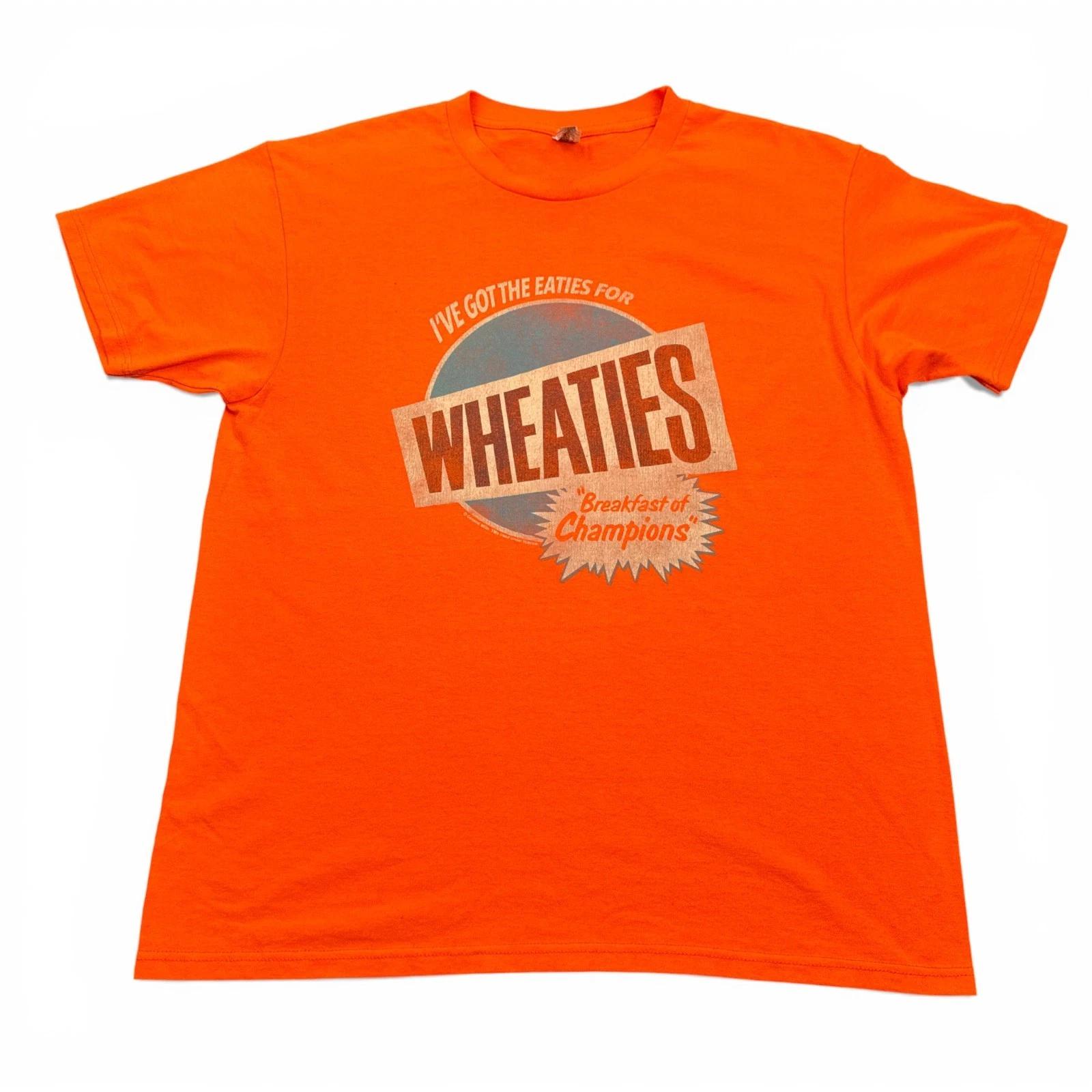 Vintage Wheaties T Shirt Mens Size Large Orange Retro Logo Graphic Tee L