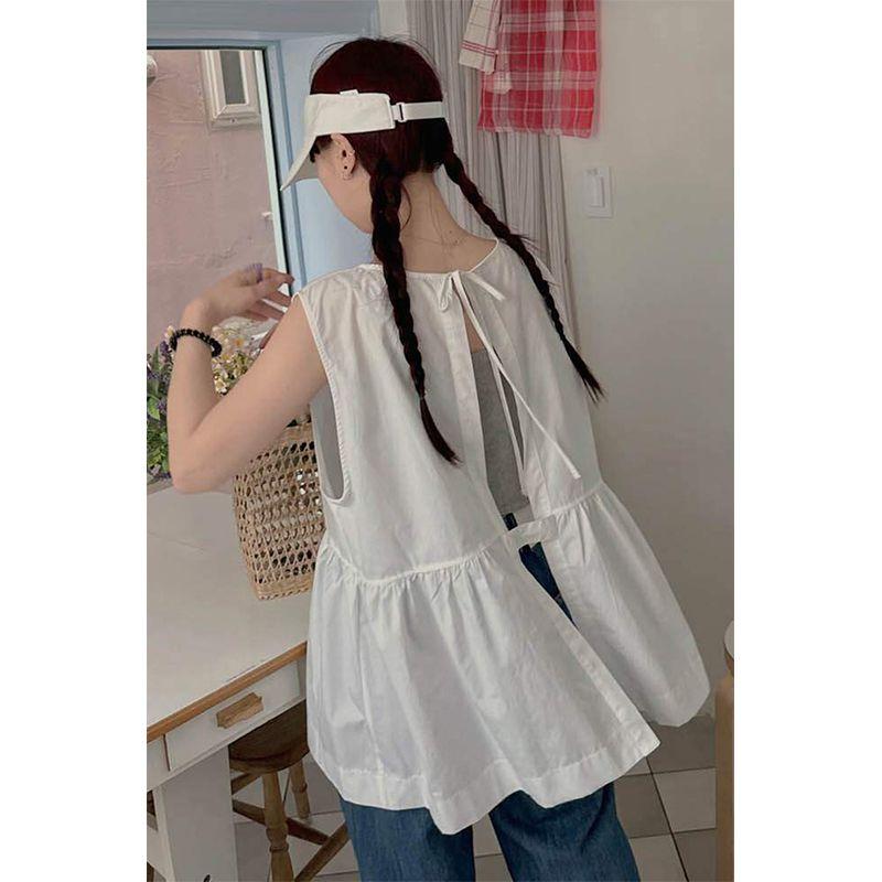 

Oni Ins Shoelace Loose Vest Sleeveless Shirt White One size